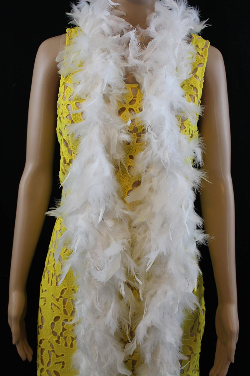 Flydreamfeathers 40 Gram 72" Long, Turkey Chandelle Feather Boa, Dancing Wedding Crafting Party Dress Up, Halloween Costume Decoration(white) - Image 2